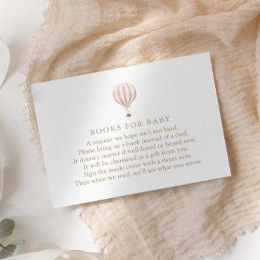 Pink Hot Air Balloon Baby Shower Books for Baby Enclosure Card