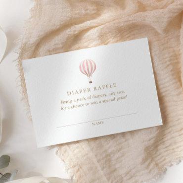 Pink Hot Air Balloon Baby Shower Diaper Raffle Enclosure Card