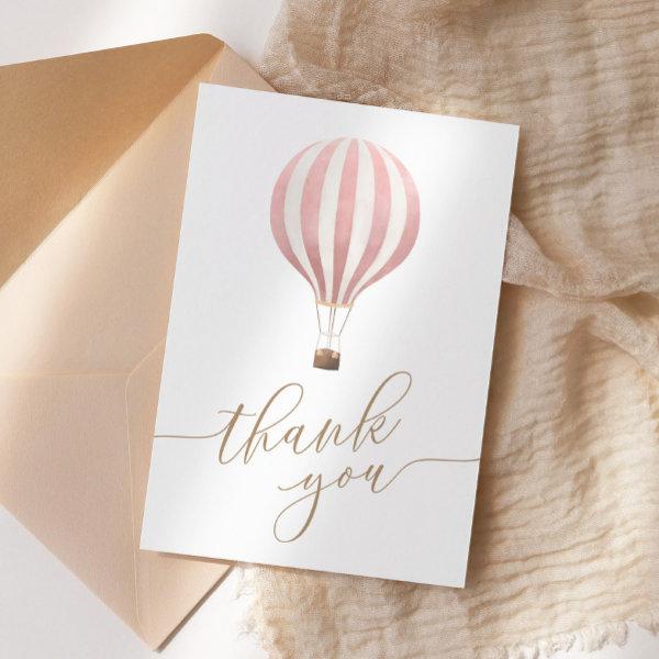 Pink Hot Air Balloon Baby Shower Thank You Card