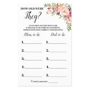 Pink How Old Were They Baby Shower Game Card Flyer