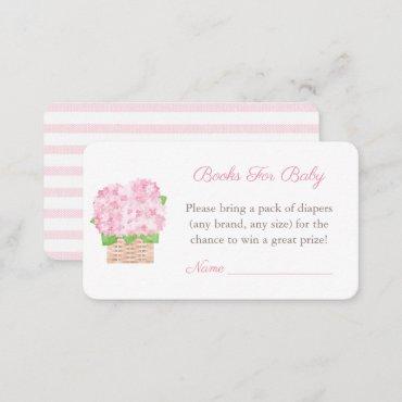 Pink Hydrangeas Girl Baby Shower Diaper Raffle Enclosure Card