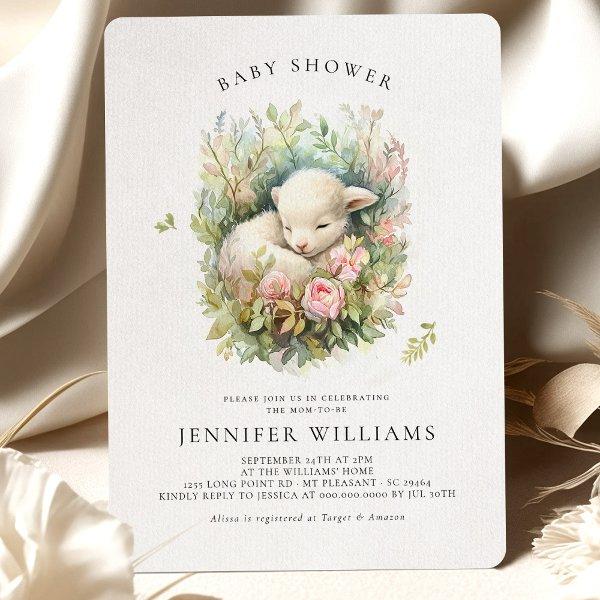 Pink Lamb Baby Shower Girl