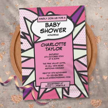 Pink Modern Baby Shower Fun Baby Girl