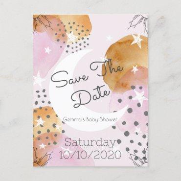 Pink Moon Save The Date Announcement Postcard