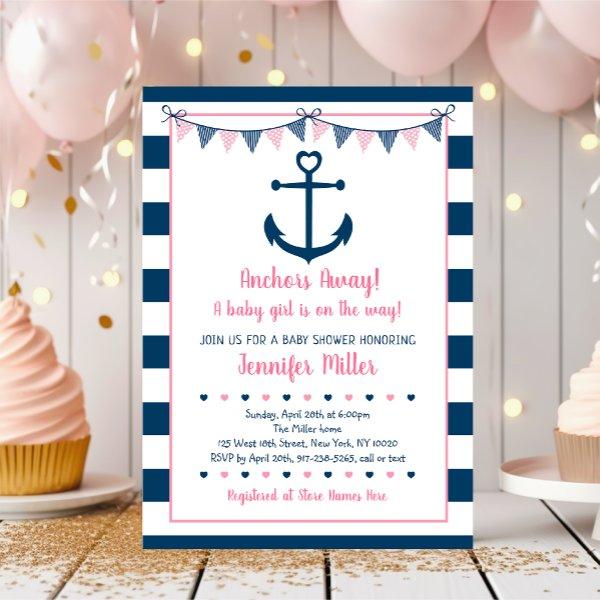 Pink Navy Girl Nautical Anchor
