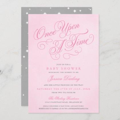 Pink Once Upon A Time Baby Shower Invitations