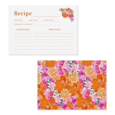 Pink Orange Floral Share the Recipe Bridal Shower Enclosure Card