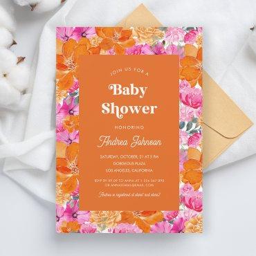 Pink & Orange Watercolor Floral Retro