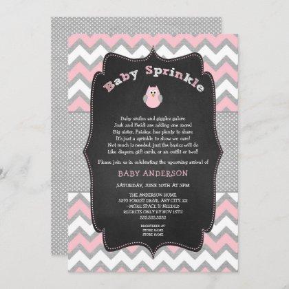 Pink Owl baby sprinkle, girl baby shower Invitation