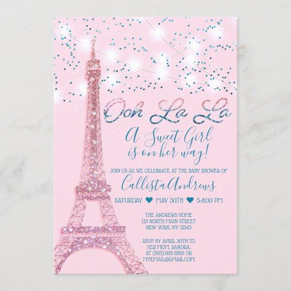 Pink Paris Eiffel Tower Glitter Lights