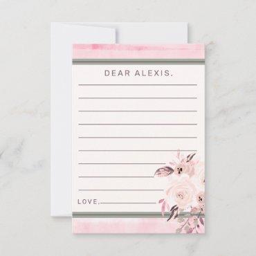 Pink Peach & Cream Floral Baby Shower Time Capsule Note Card