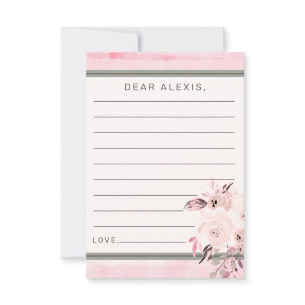 Pink Peach & Cream Floral Baby Shower Time Capsule Note Card