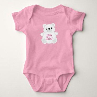Pink Polar Bear Baby Shower Baby Bodysuit