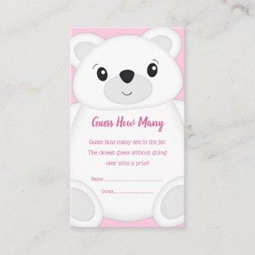 Pink Polar Bear Baby Shower Enclosure Card