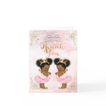 Pink Princess Vintage Baby Girl Twins Thank You