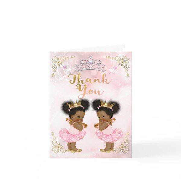 Pink Princess Vintage Baby Girl Twins Thank You
