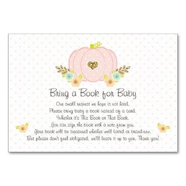Pink Pumpkin Book Request Baby Shower Cards