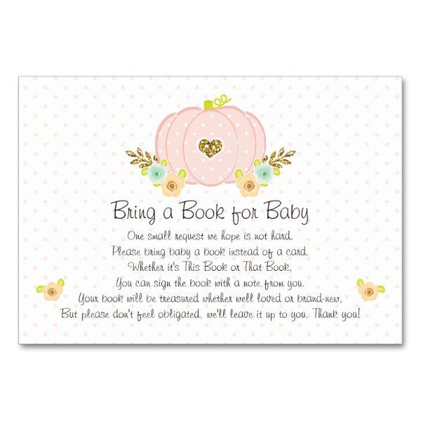 Pink Pumpkin Book Request Baby Shower Cards