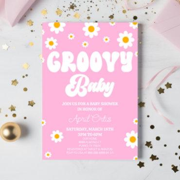 Pink Retro Daisy Flower Groovy Baby