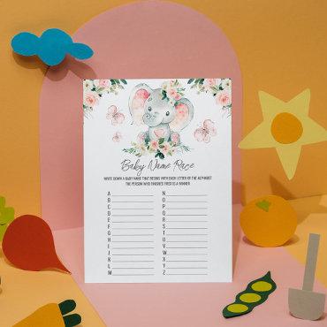 Pink Roses Elephant Baby Name Race