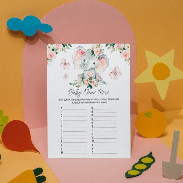 Pink Roses Elephant Baby Name Race
