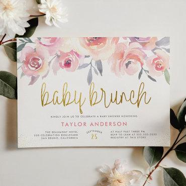Pink Roses & Greenery Gold Baby Brunch