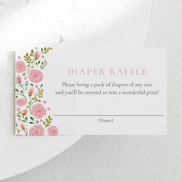 Pink Roses Tea Party Diaper Raffle  Enclosure Card