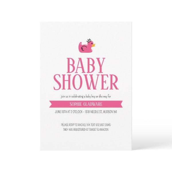 Pink Rubber Duck Baby Girl Shower