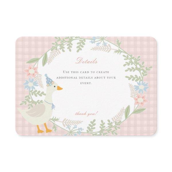Pink Silly Goose Gingham Floral Details Enclosure Card
