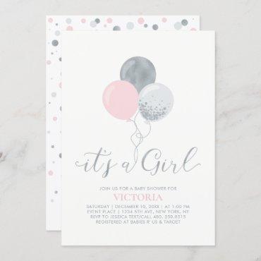 Pink & Silver Balloons | It's a Girl