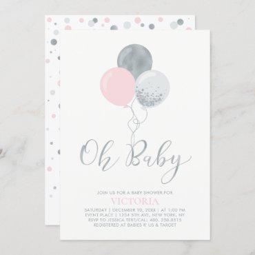 Pink & Silver Balloons | Oh Baby Girl
