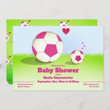 Pink Soccer/Football Baby Shower | Invitation