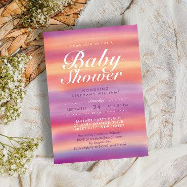 Pink Summer Sunset Neutral Baby Shower Invite