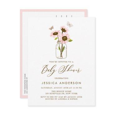 Pink Sunflowers in Mason Jar  Postcard