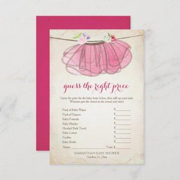 Pink Tutu Guess the Right Price Game Invitation