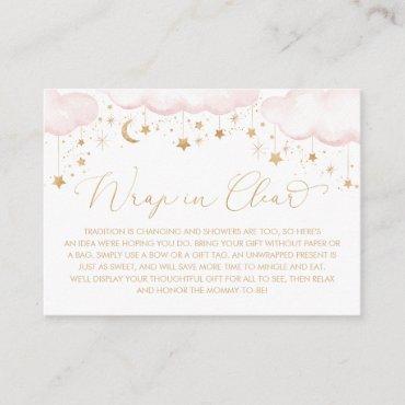 Pink Twinkle Star Baby Display Shower Wrap Clear Enclosure Card