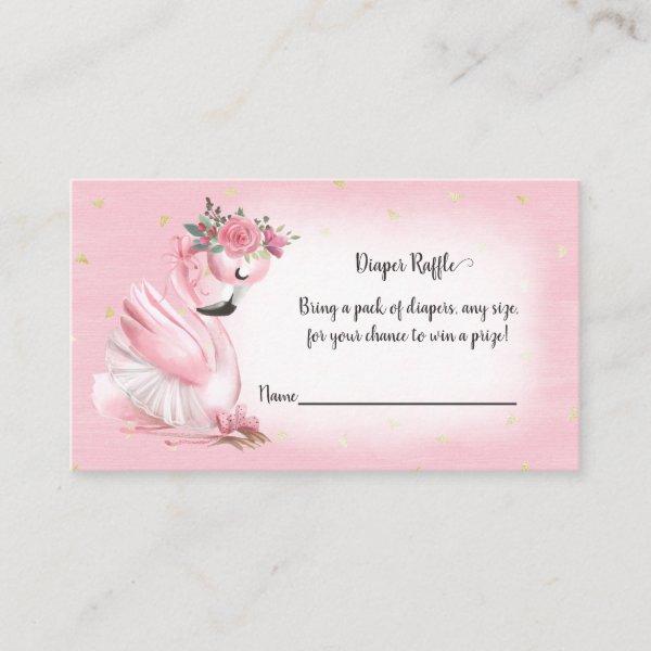 Pink Watercolor Flamingo Baby Shower Diaper Raffle Enclosure Card