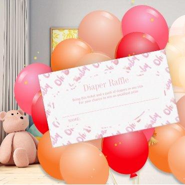 Pink Watercolor Oh Baby Diaper Raffle  Enclosure Card