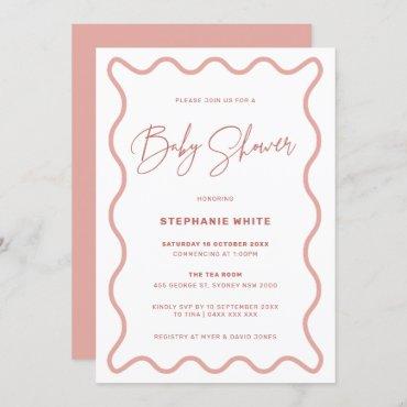Pink Wavy Border Baby Shower Party