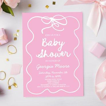 Pink Whimsical Hand Drawn Bow