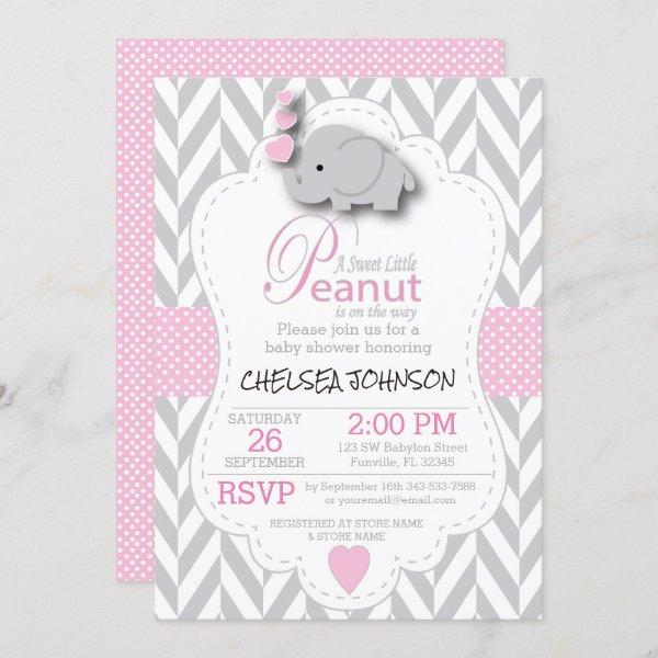 Pink, White Gray Elephant 🐘 Baby Shower 2