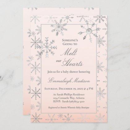 Pink Winter Wonderland Snowflake Baby Shower Invitation