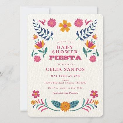 Pink Yellow Mexican Fiesta Baby Shower Invitation