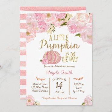 PinkPumpkin Baby Shower Invitation Gold Glitter