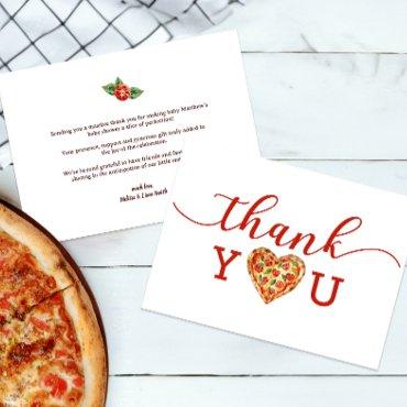 Pizza Baby Shower Thank You Card – Fun Food Theme