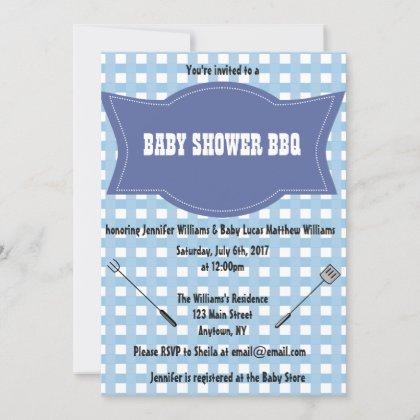 Plaid Baby Shower BBQ Invitations