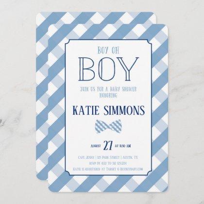 Plaid Bow Tie Southern Baby Boy Shower Invitation