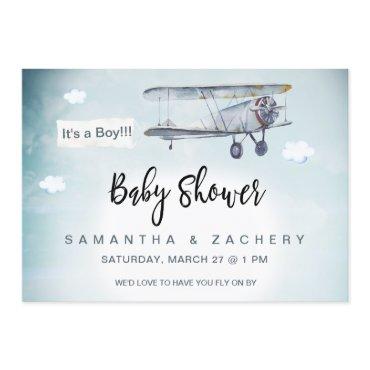 *~* Plane Banner Vintage Clouds Baby Boy Shower
