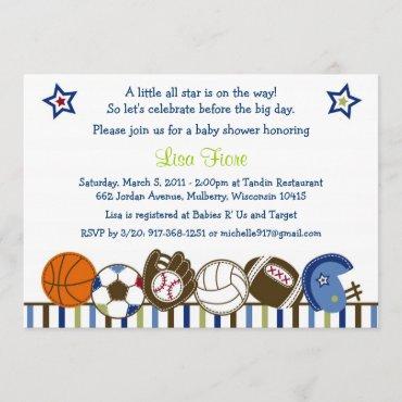 Play Ball Sports Baby Shower Invitations