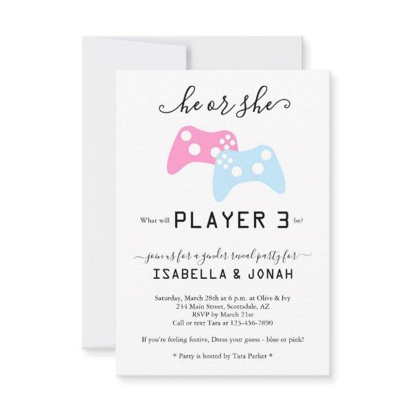 Player 3 Video Game Gender Reveal Party